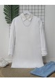 Uzun Kollu Düz Sweat -Beyaz