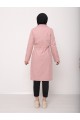 Tünel Bağcıklı Üst Cep Detaylı  Astarsız Yıkamalı Organik Koton Trenckot  -Pudra