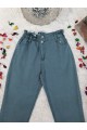 Beli Lastikli Yüksek Bel Kot Pantolon    -Mint