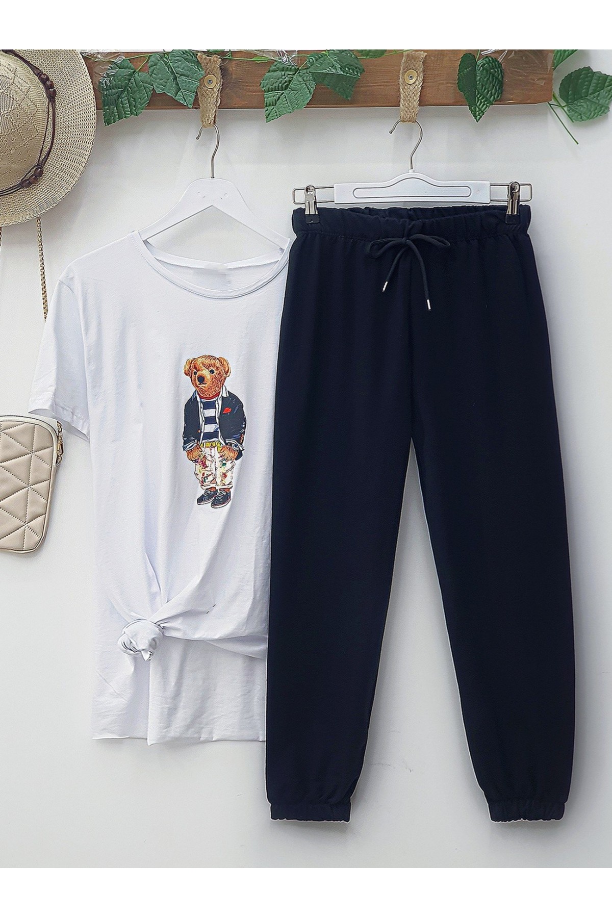 Beli Bağcıklı Eşofman Altı -Siyah