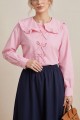Bebe Yaka Kurdele Detaylı Gömlek     -Pembe