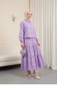 Fisto Detaylı Etekli Takım  -Lila