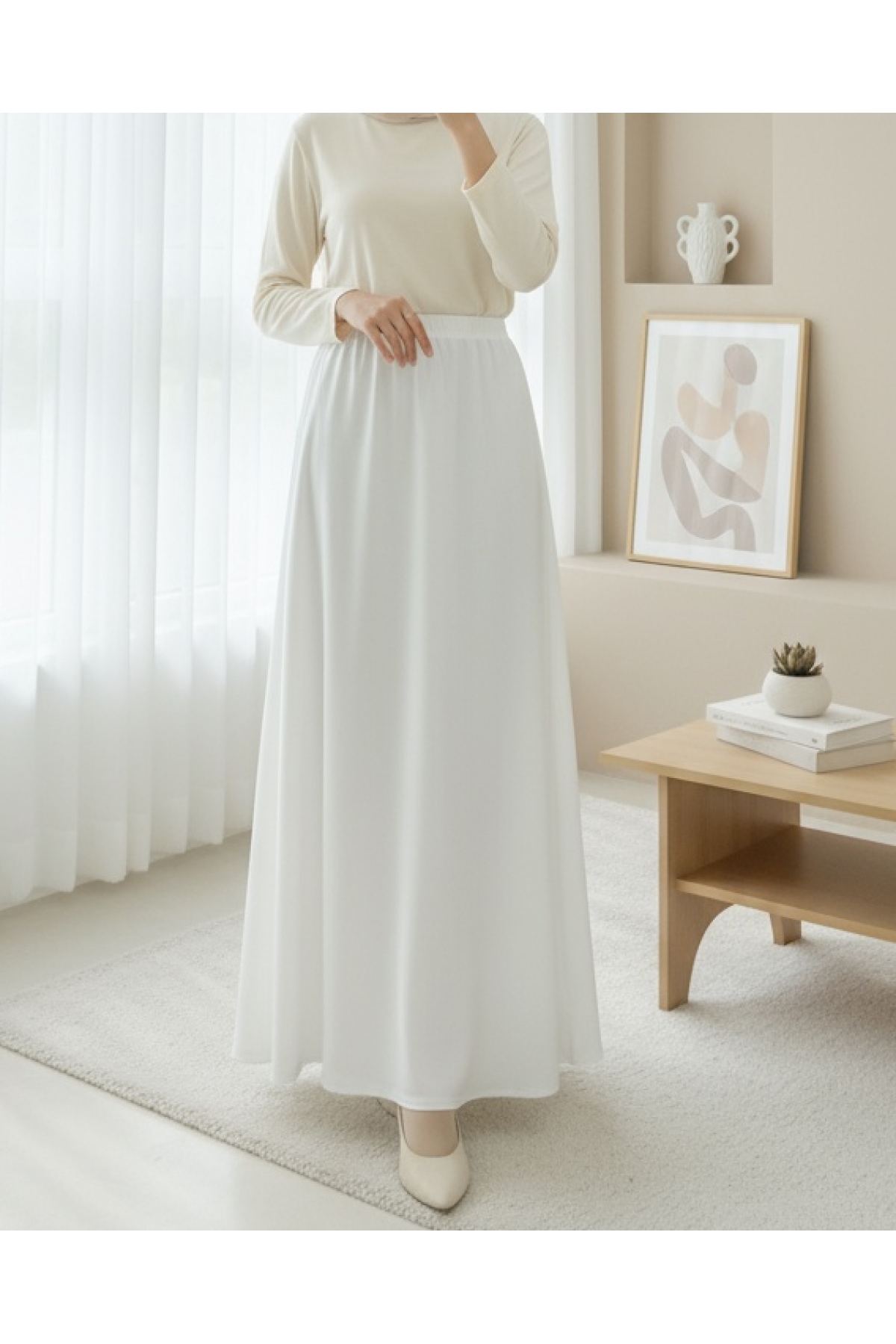 Araboy Jupon Astar Etek -Beyaz