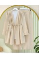 Tünel Bağcıklı Ayrobin Kimono Takım -Bej