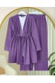 Tünel Bağcıklı Ayrobin Kimono Takım -Mor