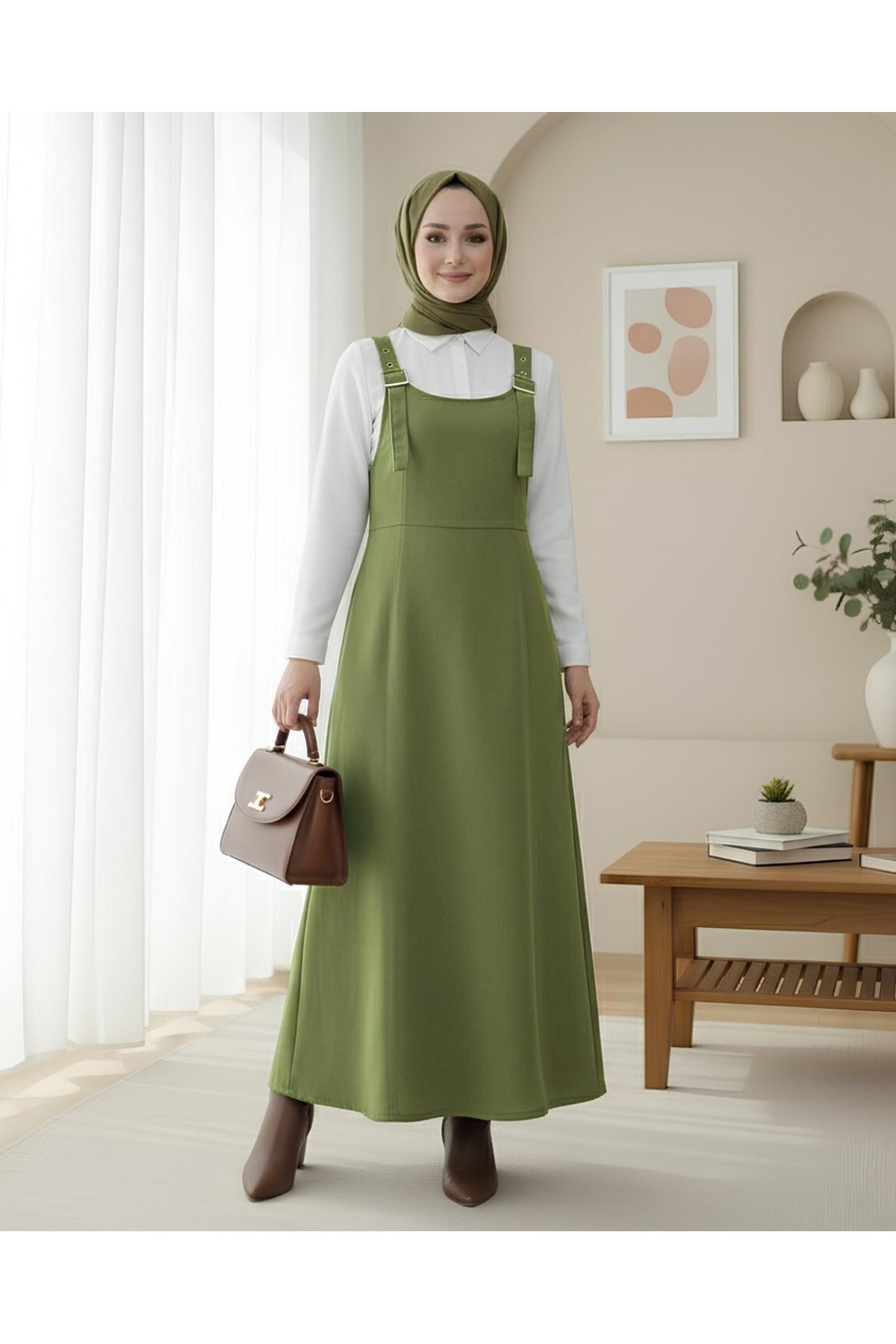 Yarım Fermuarlı Gabardin Jile  -Haki