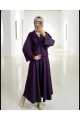 Tek Düğmeli Etekli Keçe Takım -Mor