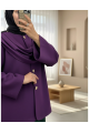 Şal Detaylı Kışlık Keçe Ceket -Mor
