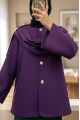 Şal Detaylı Kışlık Keçe Ceket -Mor