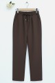Beli Bağcıklı Dar Paça Pantolon    -Kahve