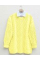 Petek Desen Kışlık Salaş Triko Kazak        -Sarı