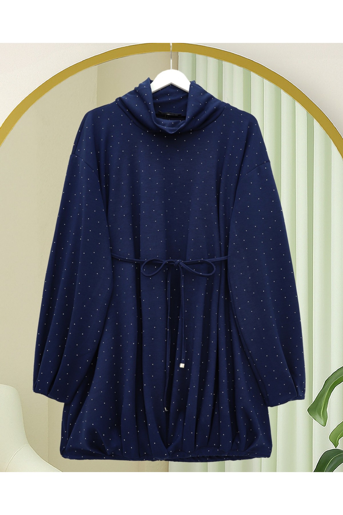 Eteği Lastikli Beli Bağcıklı Yarım Boğazlı Oysho Sweat -Laci