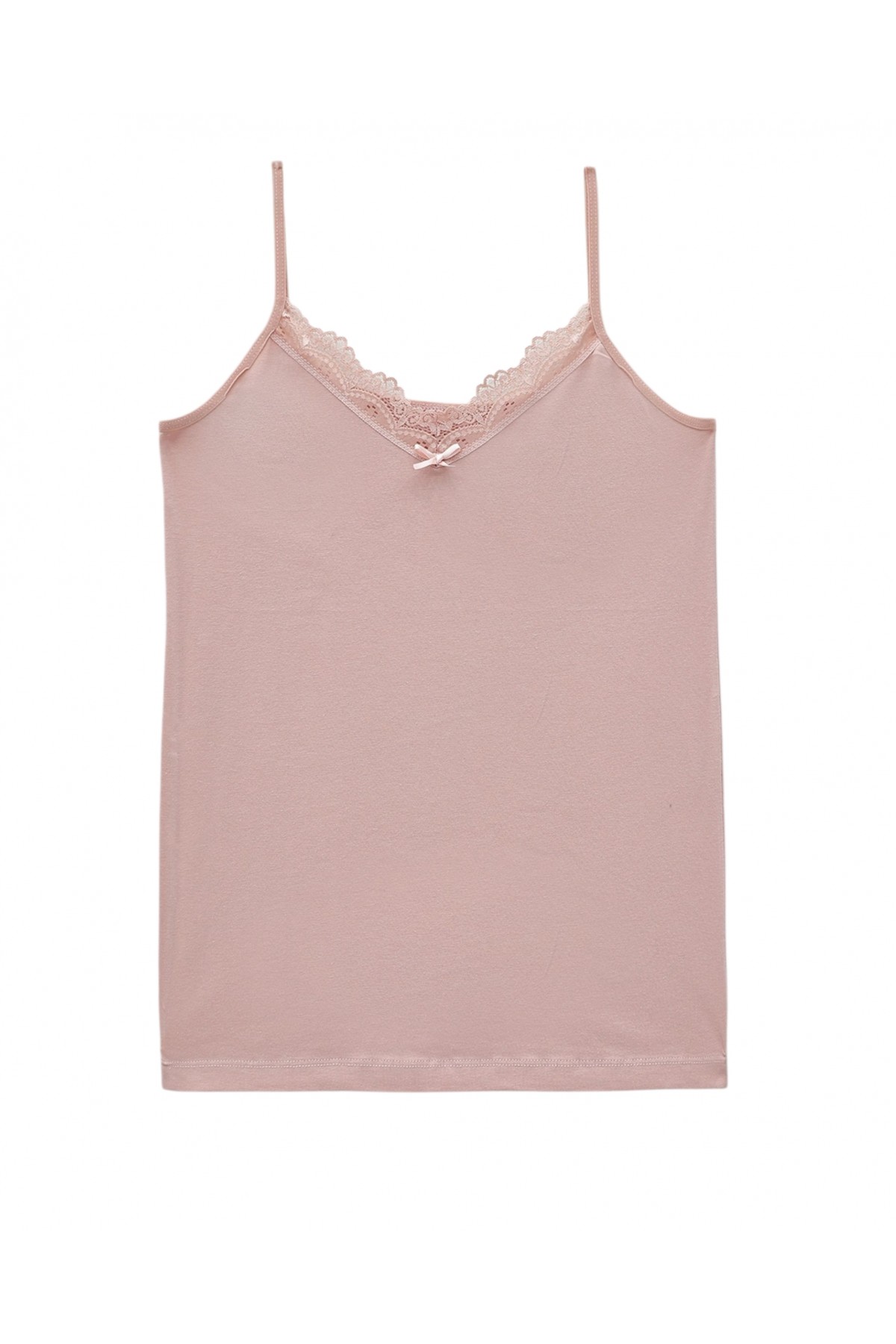 İp Askılı Dantelli Atlet   -Somon