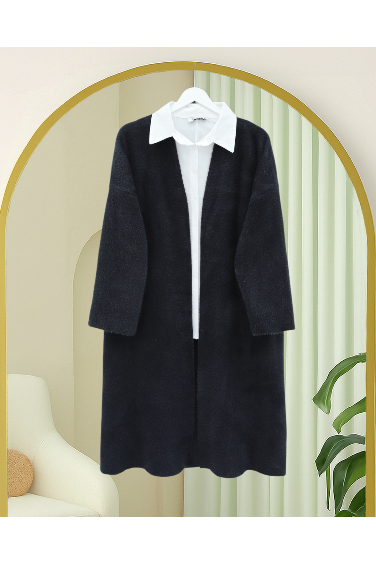 Sakallı Uzun Yumoş Hırka -Siyah