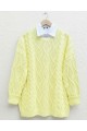 Petek Desen Kışlık Salaş Triko Kazak             -Açık Sarı
