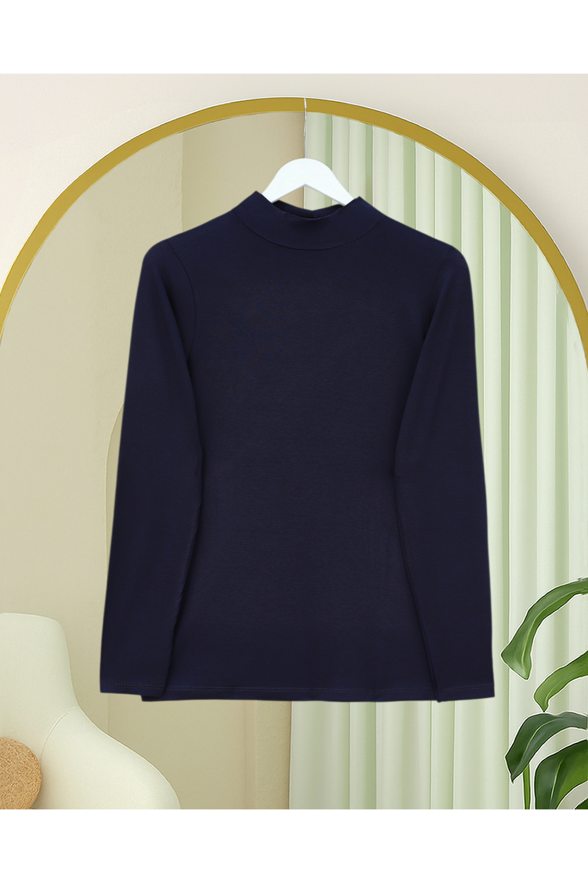 Dik Yaka Uzun Kol İçlik Bluz -Laci