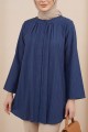 Yuvarlak Yaka Düğmeli İspanyol Kol Siena Tunik -Laci