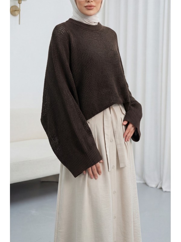 Yarasa Kol Ajurlu Triko Kazak -K. Kahve