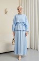 Pelerin Detaylı Beli Bağlamalı Etekli Cupra Takım  -Bebe Mavi