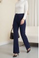Düğmeli Beli Lastikli Likralı Palazzo Pantolon  -Laci