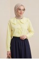 Bebe Yaka Kurdele Detaylı Gömlek     -Sarı