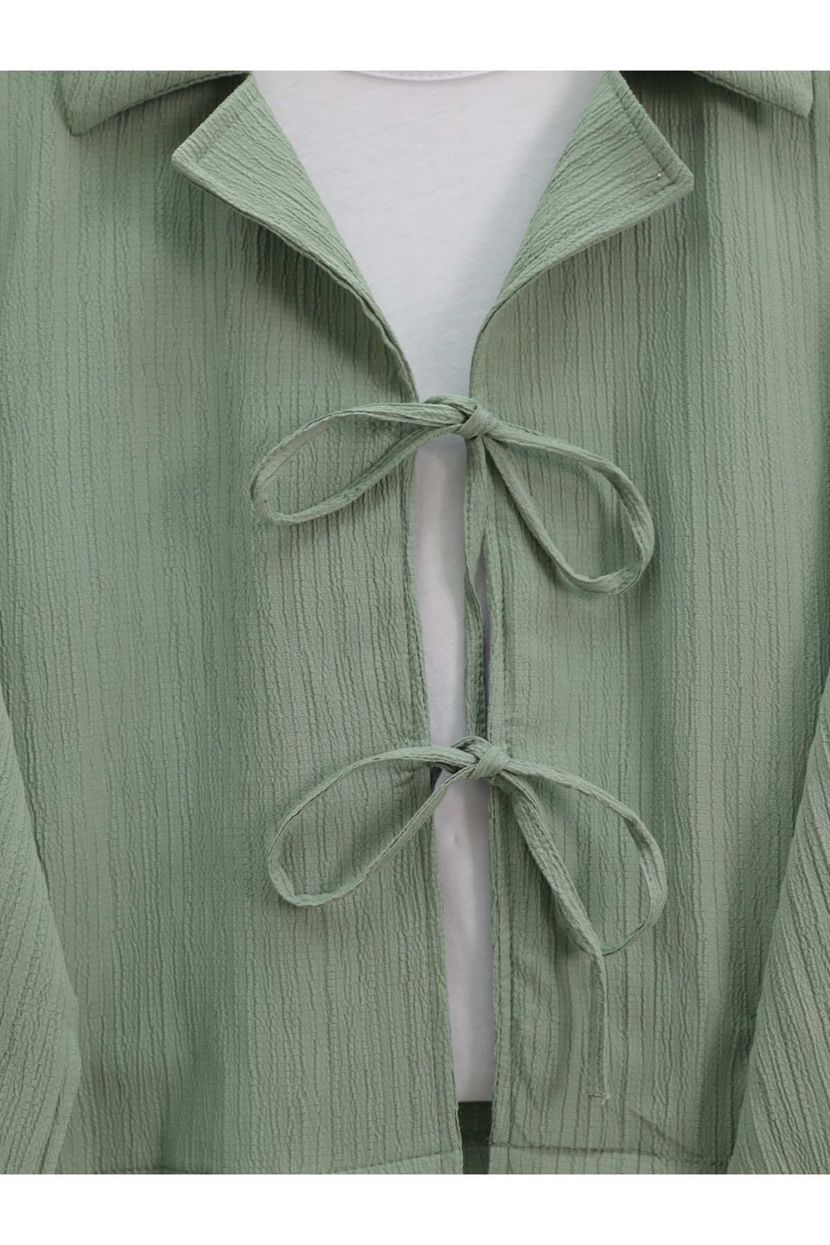 Önü Bağlamalı Etekli Krinkıl Takım  -Su Yeşili