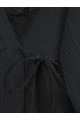 Önü Fırfırlı Bağlamalı Krinkıl Kimono -Siyah