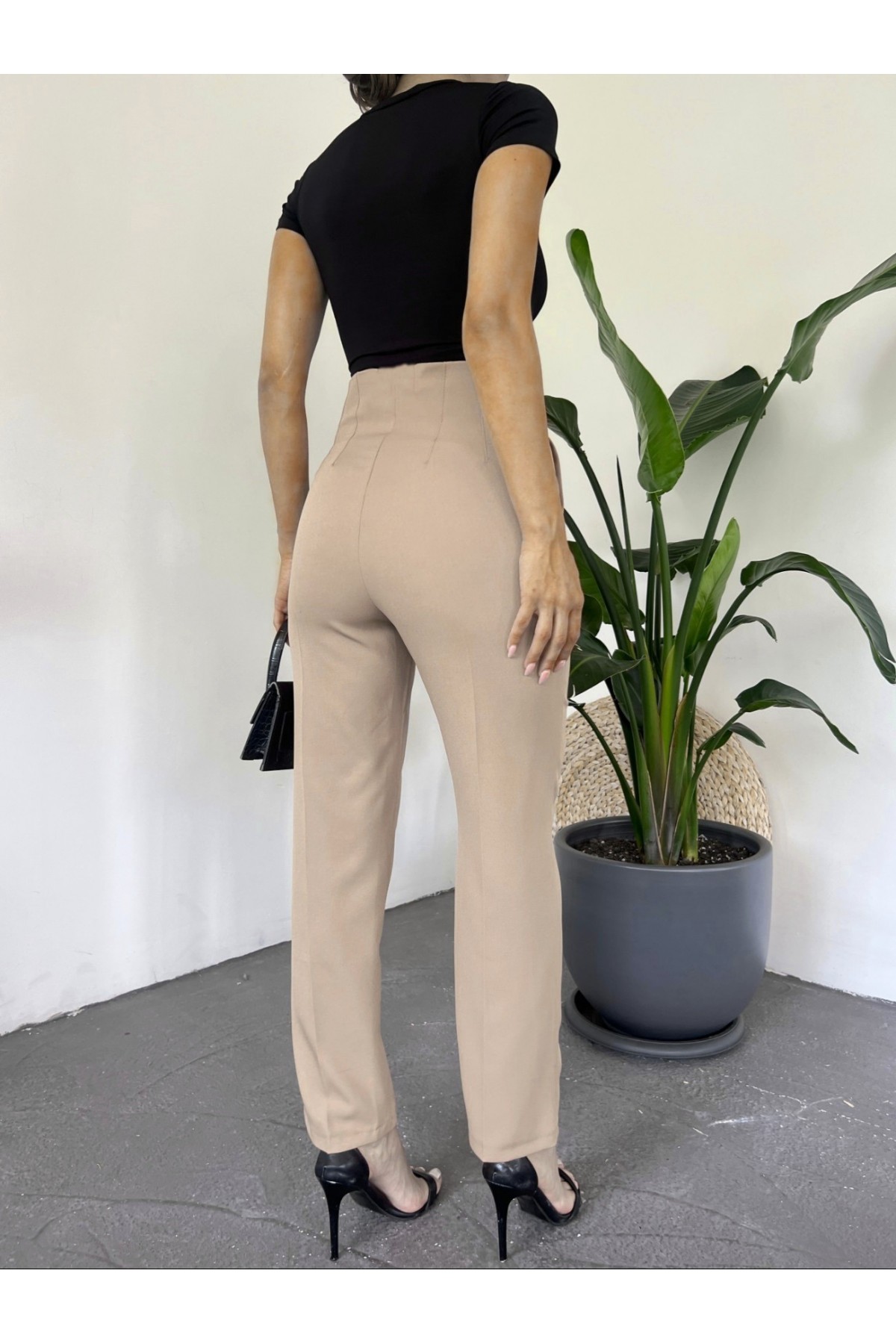 Zra Pileli Havuç Pantolon -Bej