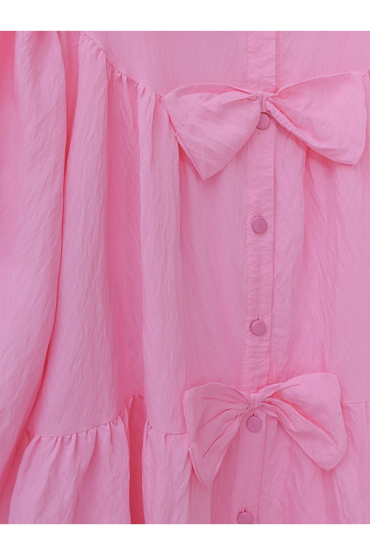 Önü Fiyonk Detaylı Parçalı Gömlek -Pembe