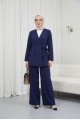 Pens Detaylı Önü Çapraz Bağlamalı Pantolonlu İthal Krep Takım -Laci