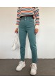 Beli Lastikli Yüksek Bel Kot Pantolon    -Mint