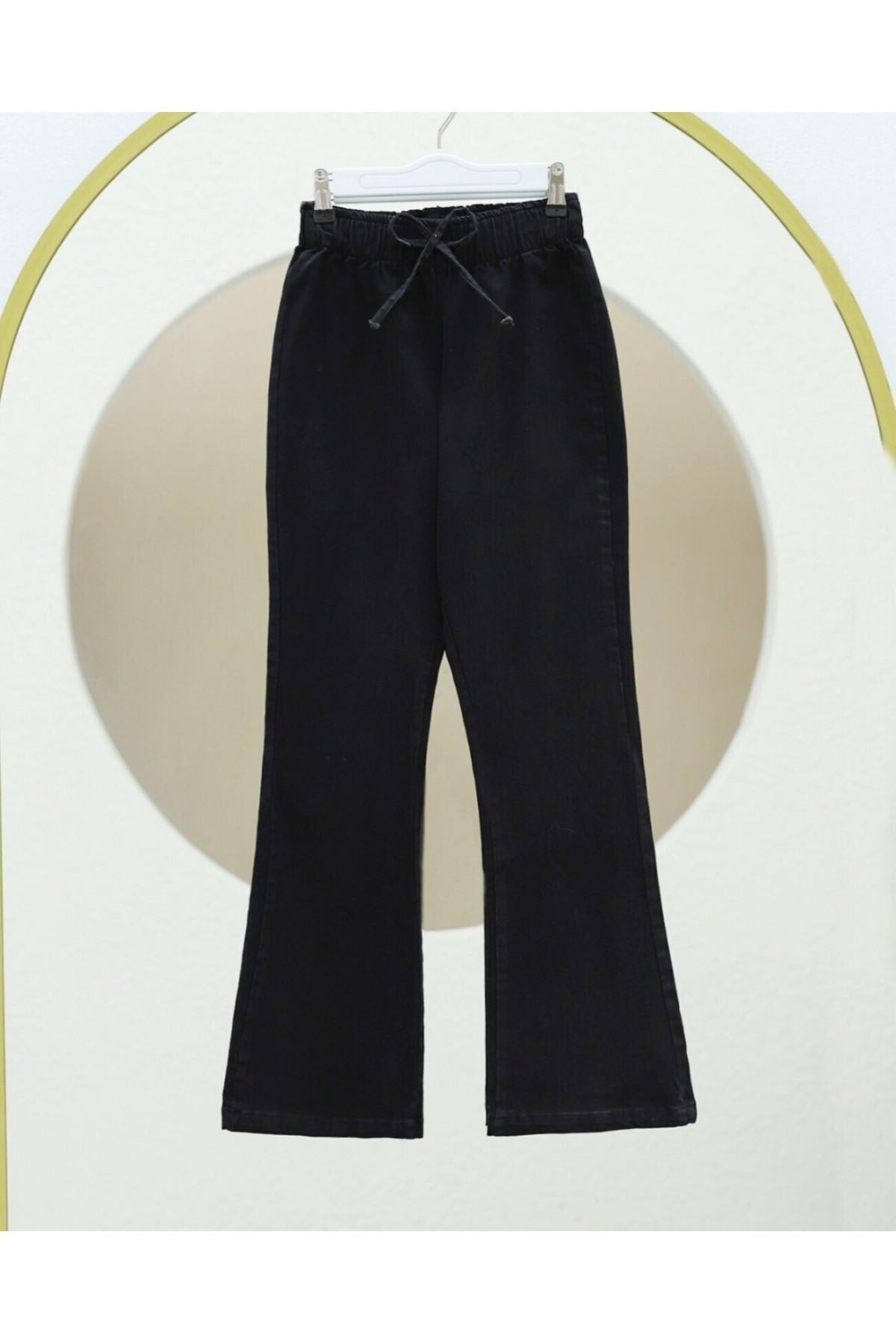 İspanyol Paça Bağcık Detaylı Kot Pantolon -Siyah