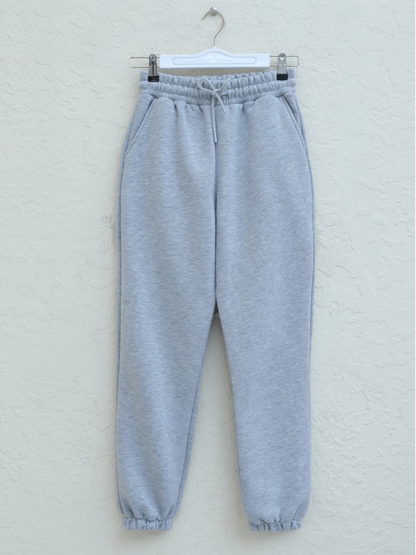 Beli Lastikli Cepli Şardonlu Eşofman Altı -Gri