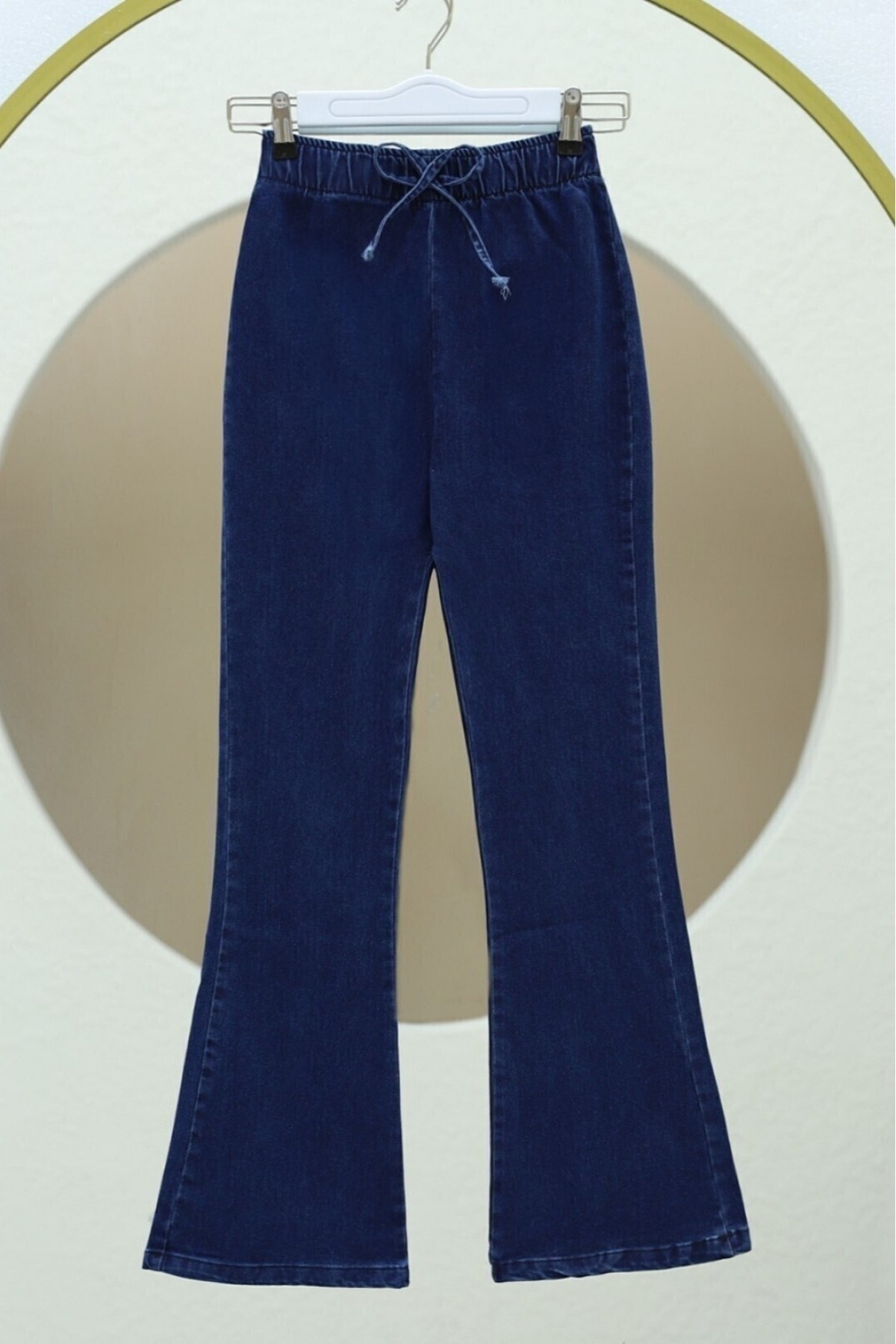 İspanyol Paça Bağcık Detaylı Kot Pantolon  -İndigo