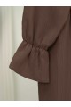 Önü Fırfırlı Bağlamalı Krinkıl Kimono -Kahve