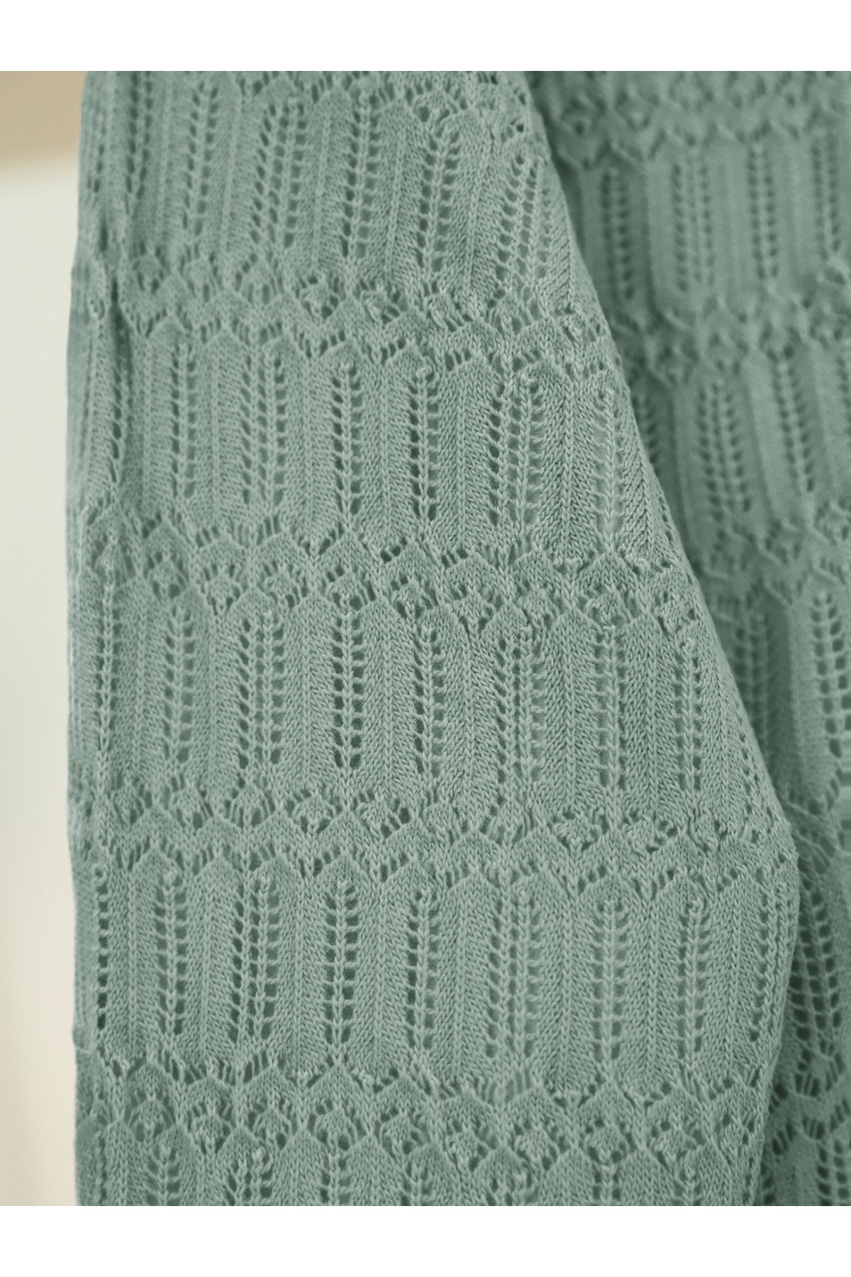 Ajurlu  Desenli Baharlık Hırka   -Mint