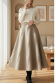Fermuarlı Kaşe Çan Etek    -Bej