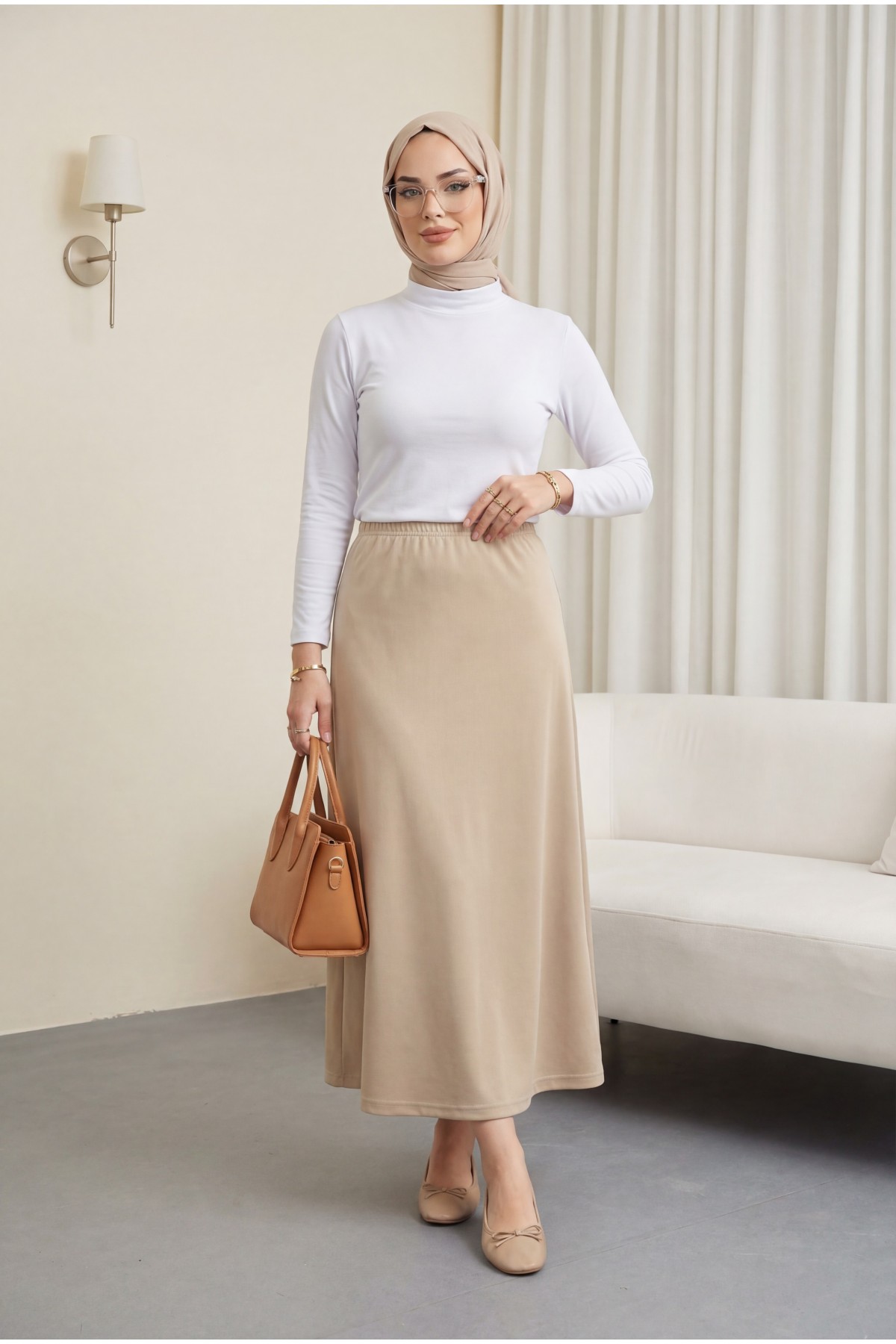 Araboy Jupon Astar Etek   -Açık Vizon