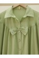 Önü Fiyonk Detaylı Parçalı Gömlek  -Su Yeşili