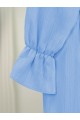 Önü Fırfırlı Bağlamalı Krinkıl Kimono   -Bebe Mavi