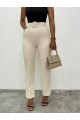 Kalın Kemerli Kumaş Pantalon    -Bej