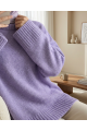 Bisiklet Yaka Eteği Fitilli Salaş Triko Kazak            -Lila