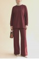 Yuvarlak Yaka Çimalı Oyşo İkili Takım -Bordo