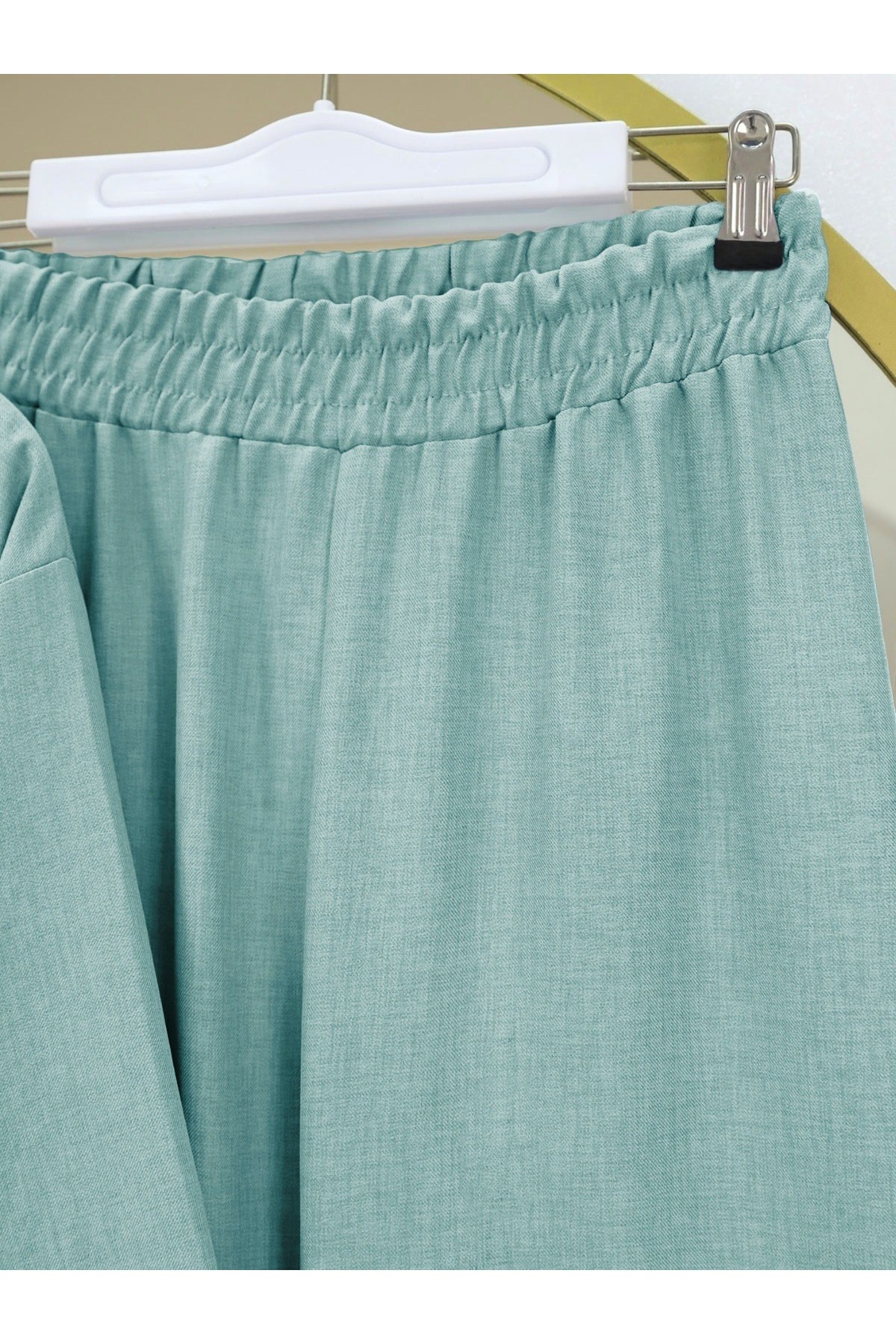 Önden Bağlamalı Pantolonlu Kimono Takım       -Su Yeşili