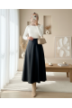 Beli Lastikli Düz Deri Etek (1962) -Siyah