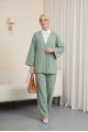 Önden Bağlamalı Pantolonlu Kimono Takım       -Su Yeşili