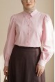 Balon Kol Düğmeli Kısa Poplin Gömlek -Pembe