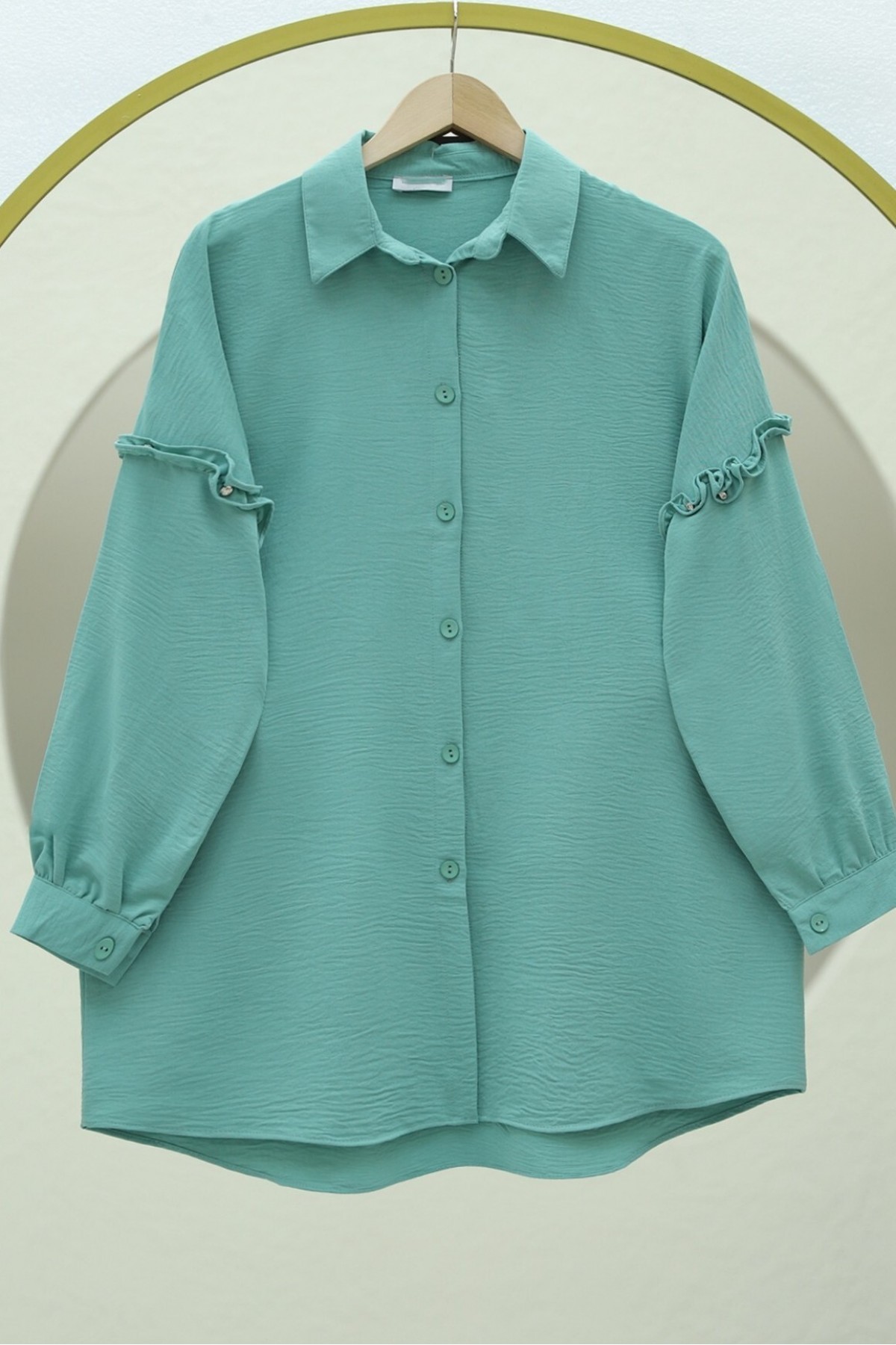 Kolları Taşlı Fırfırlı Salaş Ayrobin Tunik  -Çağla Y.