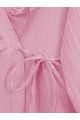 Önü Fırfırlı Bağlamalı Krinkıl Kimono   -Pembe