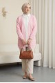 Desenli Ajurlu Triko Hırka  -Pembe
